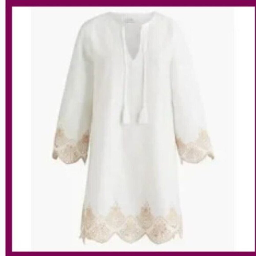 J. crew Factory CA223 Beach tunic with seashell eyelet trim size 2 NWT